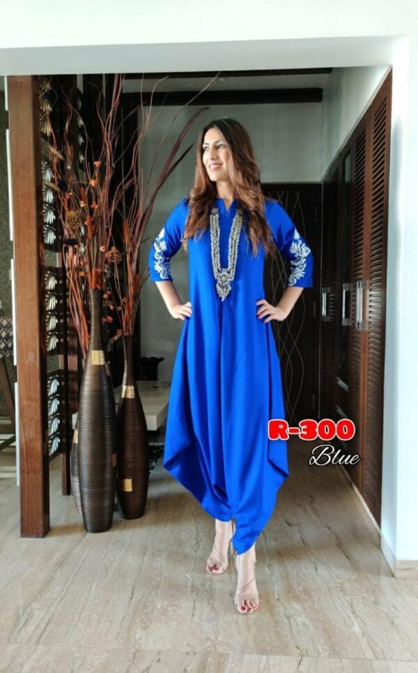 Blue Cotton Dhoti Jumpsuit