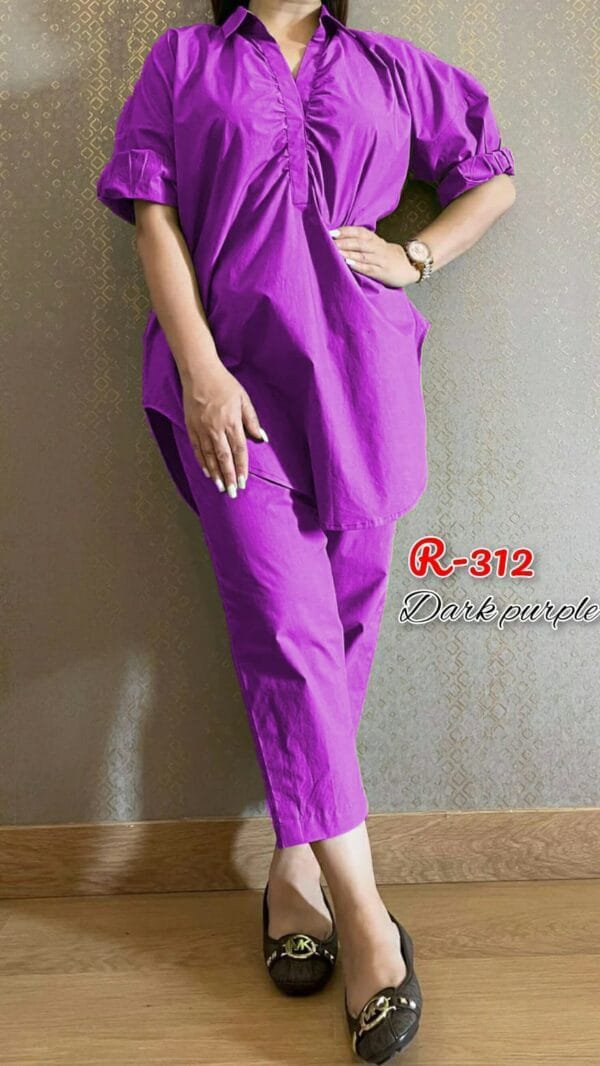 Dark Purple Cotton Co-Ord Set