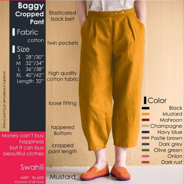 Mustard Baggy Cropped Pant