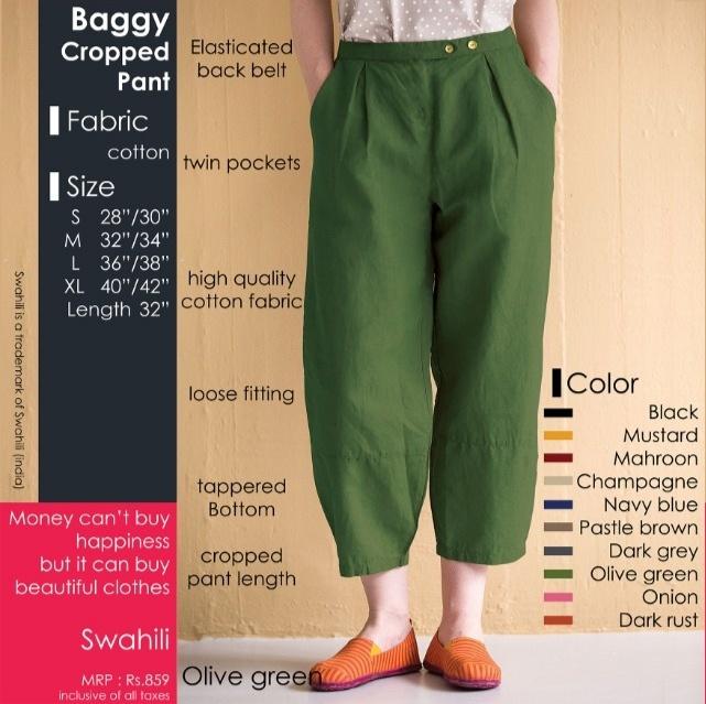 Olive Green Baggy Cropped Pant