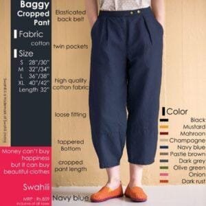 Navy Blue Baggy Cropped Pant