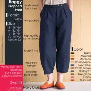 Navy Blue Baggy Cropped Pant