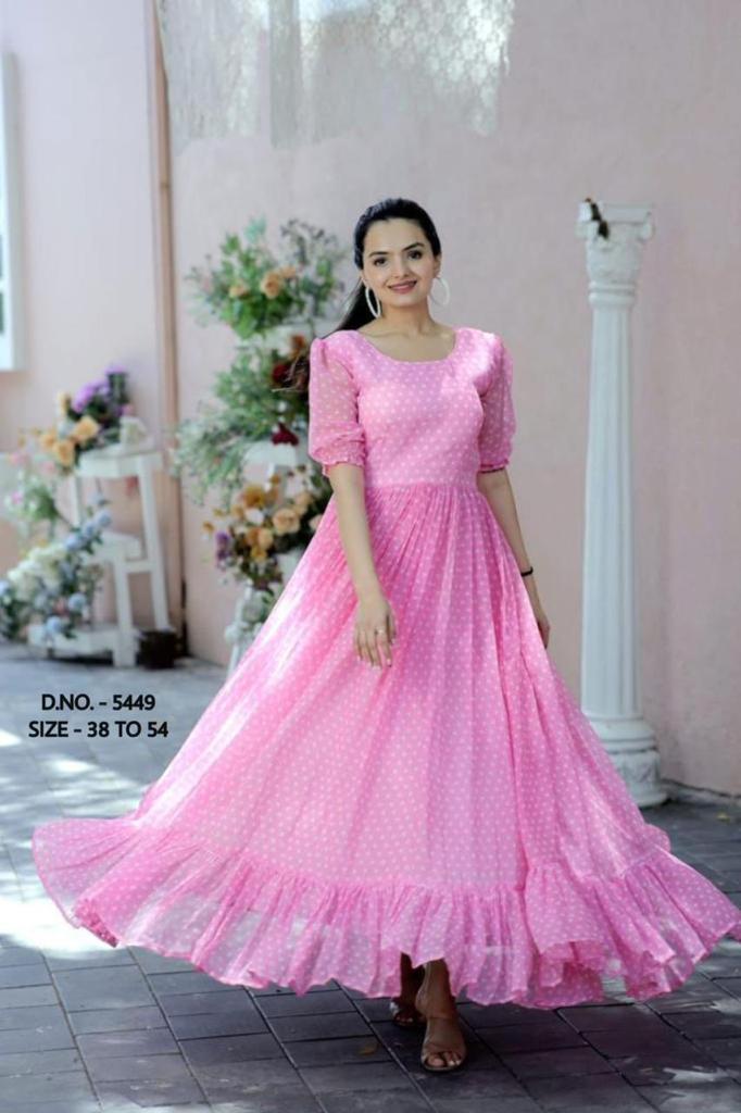 Flared Heavy Gown With Frills