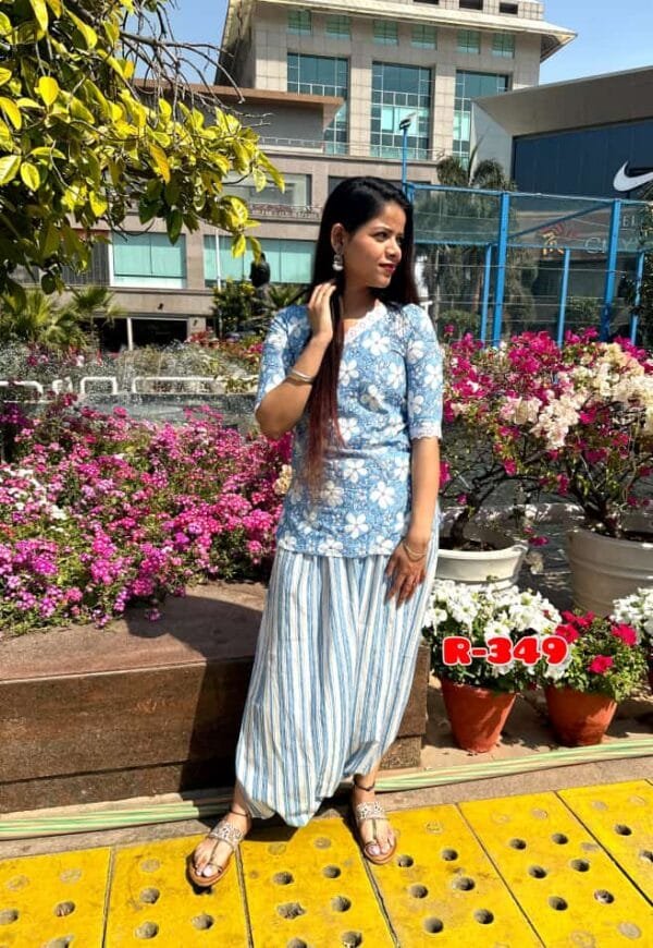 Blue Dhoti Co-ord Set