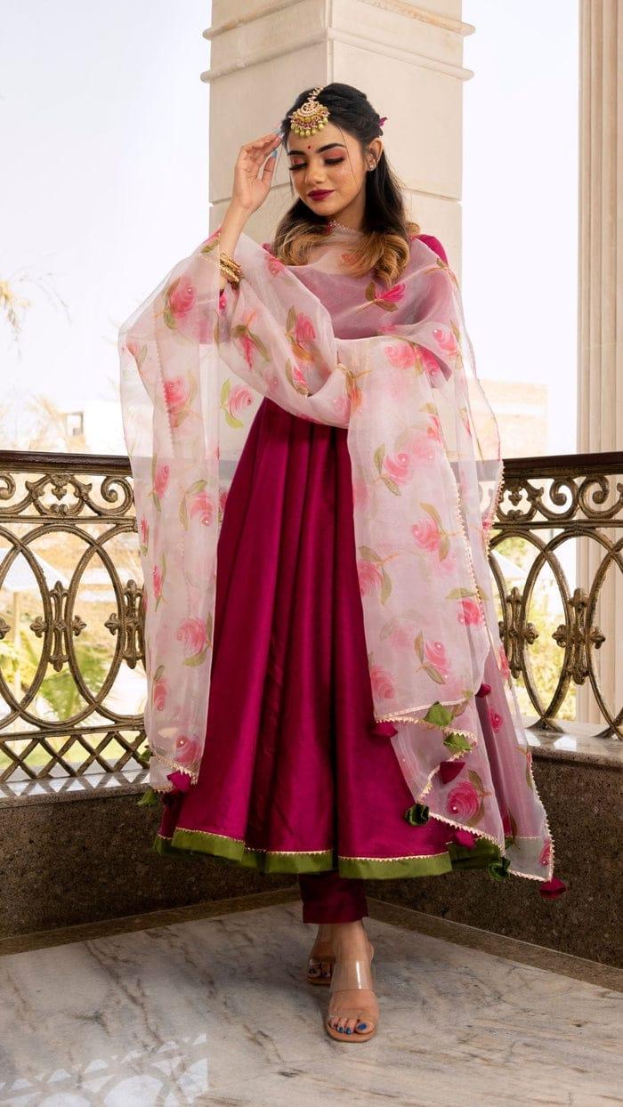 Magenta Lily Party Wear Gown