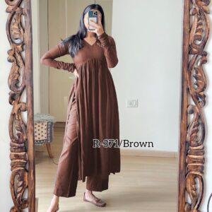 Brown Naira Cut Kurta Pant