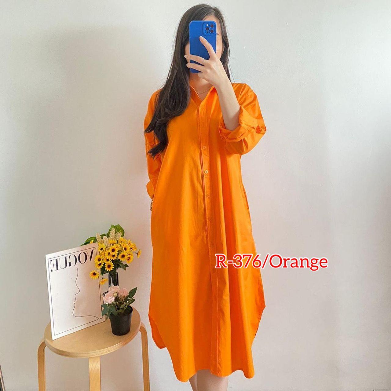 Orange Long Oversized Shirt