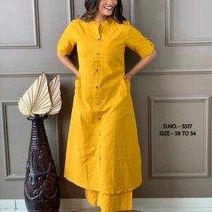 Yellow Ethnic Long Kurta Set