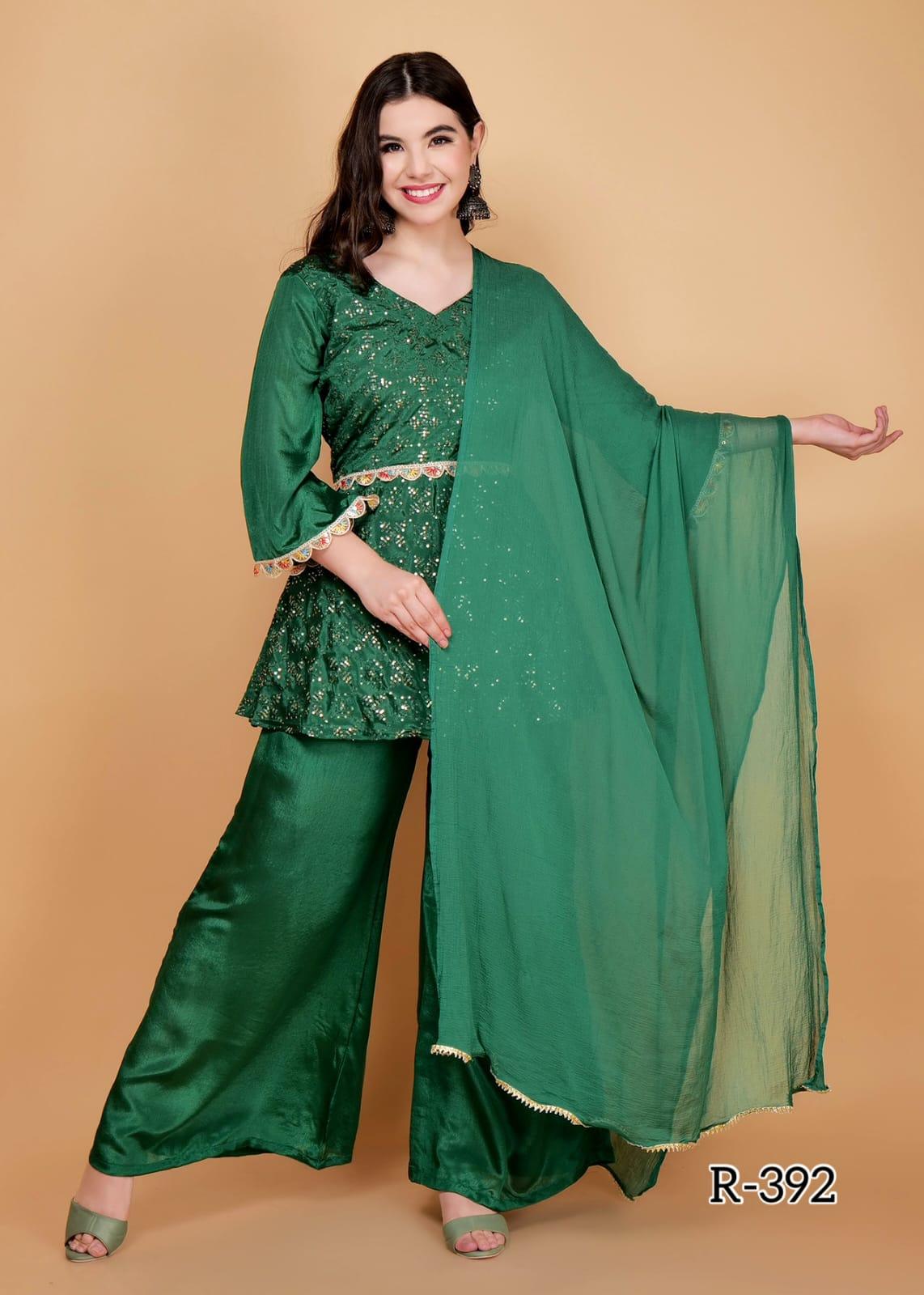 Green Coord Set With Dupatta