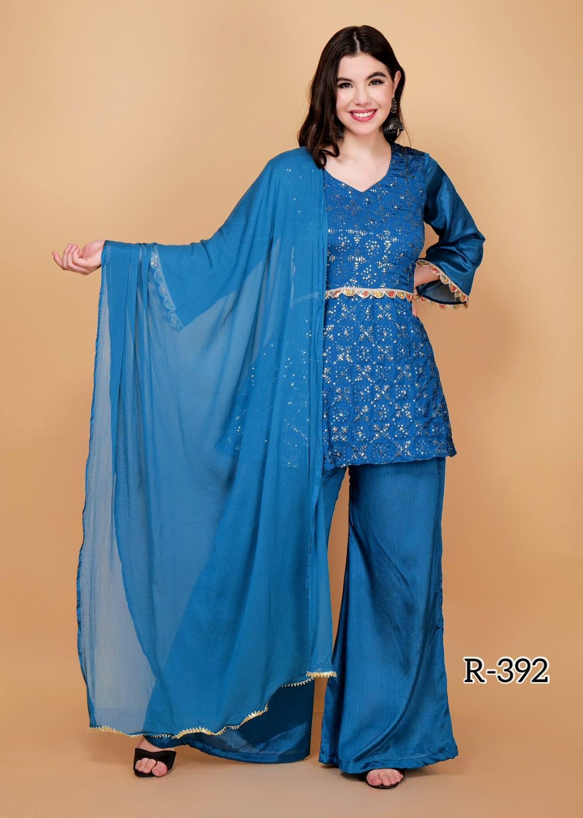 Blue Coord Set With Dupatta
