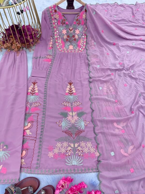 Georgette Top Plazzo & Dupatta Suit - Image 2