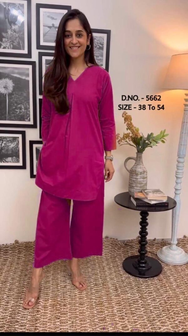 Pink Cotton Slub Kurti & Pant Set