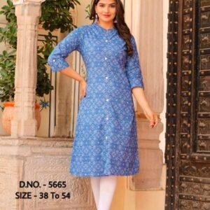 A-Line Cotton Indigo Kurti