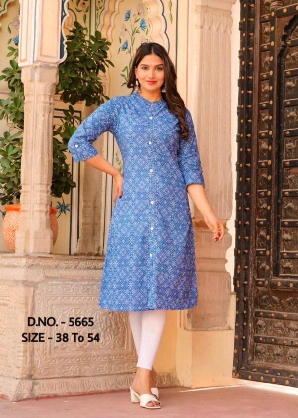 A-Line Cotton Indigo Kurti