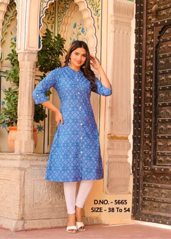 A-Line Cotton Indigo Kurti