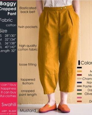 Mustard Baggy Cropped Pant