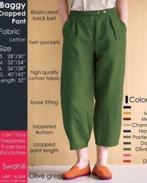 Olive Green Baggy Cropped Pant