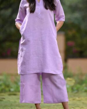 Purple Office Wear Solid Cord Set
