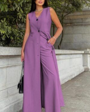 Sleeveless Long Blazer Top With Pant