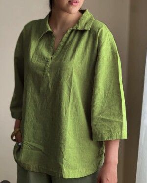 Green Cotton Women Top