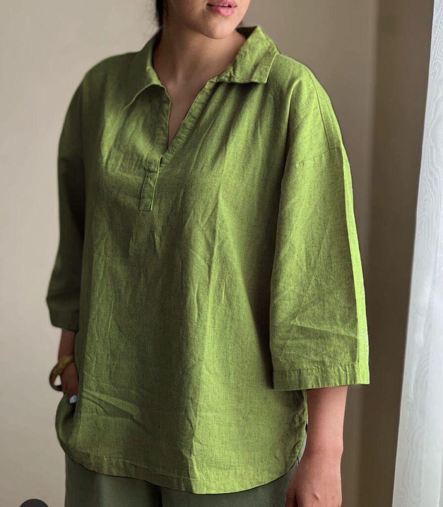 Green Cotton Women Top