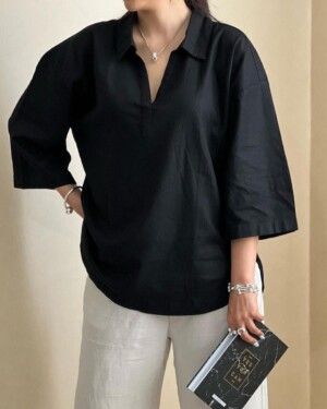 Black Trendy Cotton Women Top