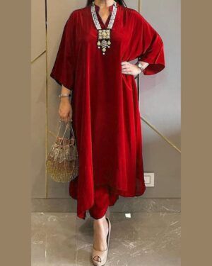 Red Flary Kurta Plazo Set