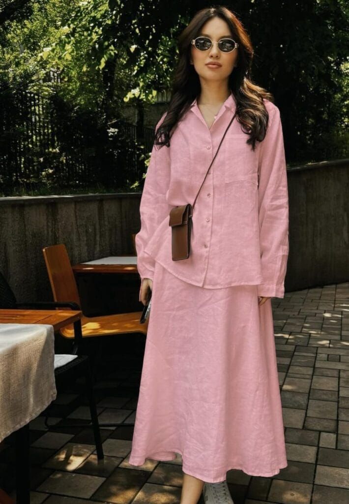 Trendy Cotton Skirt Shirt