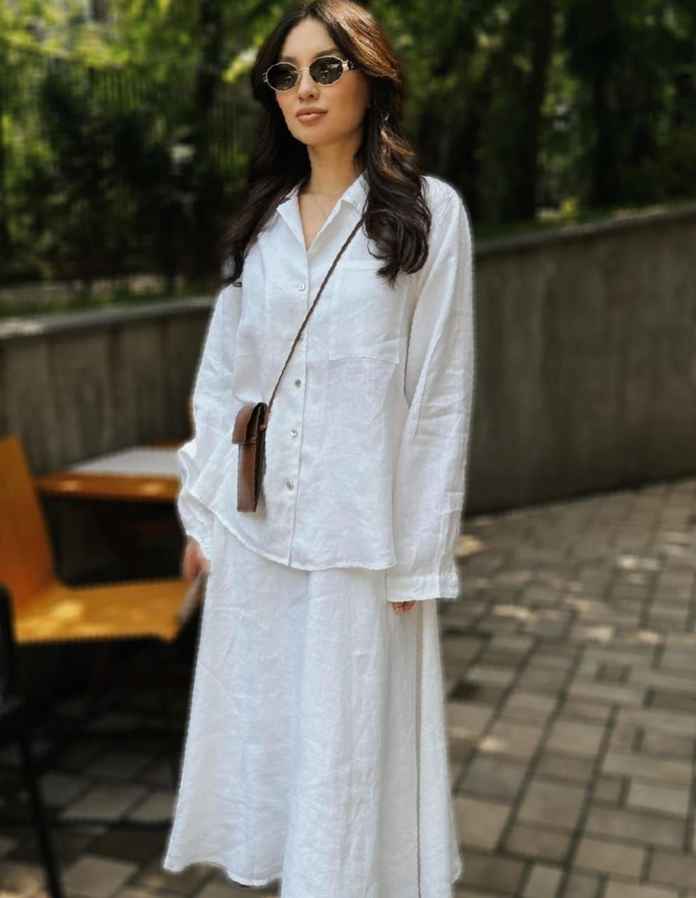 White Cotton Skirt Shirt - Image 2