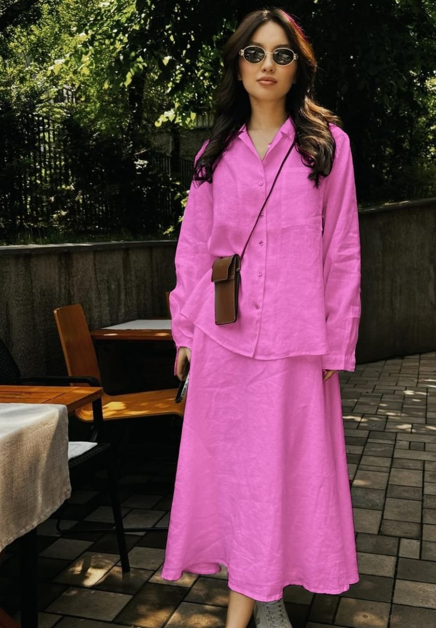 Casual Cotton Skirt Shirt