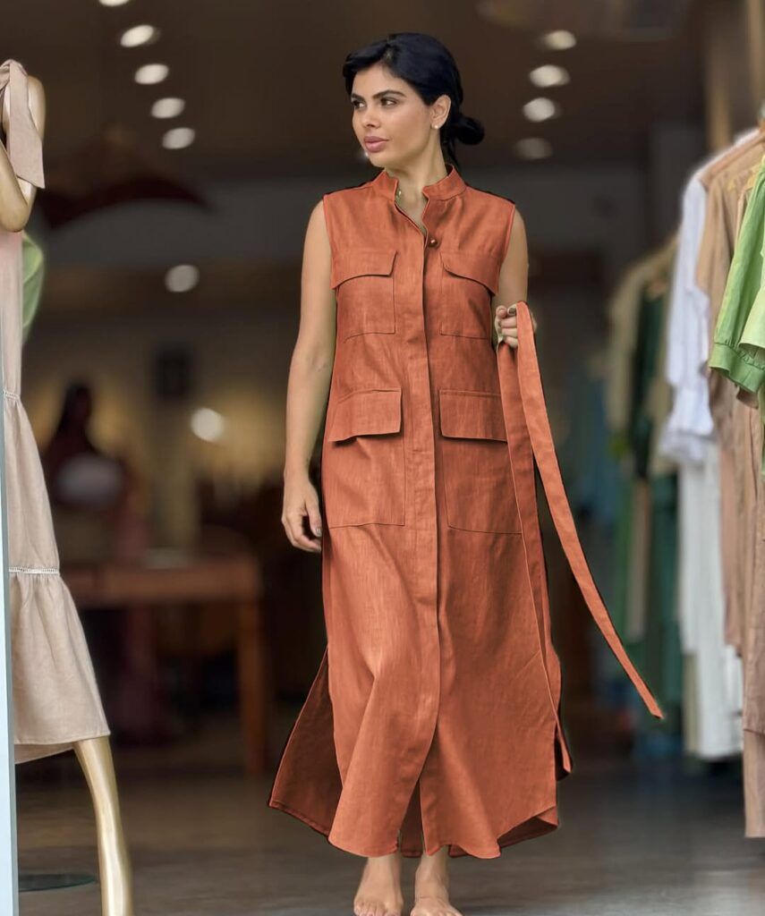 Stylish Utility Pocket Long Dress