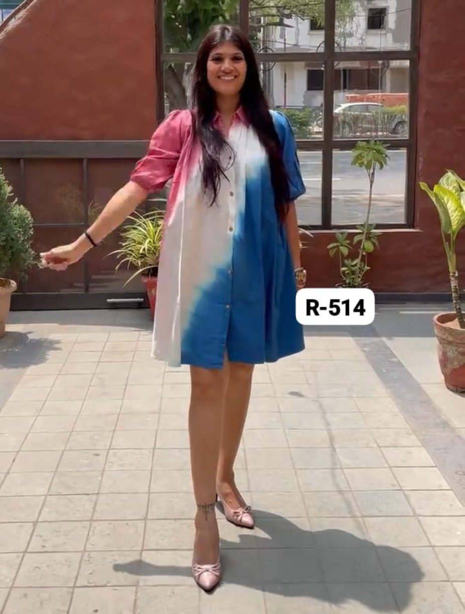 Multicolor Ombre Shirt Dress