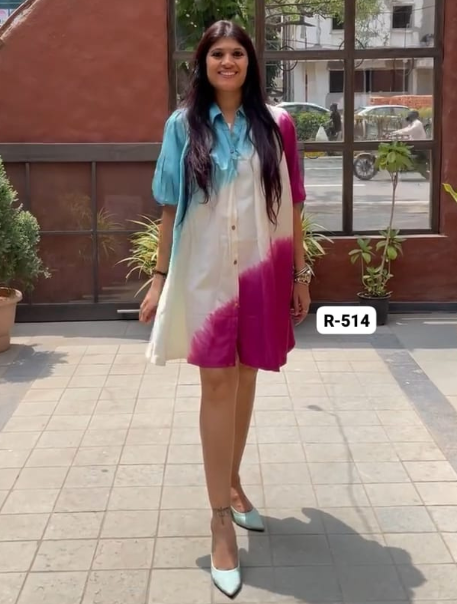 Multicolor Ombre Shirt Dress