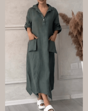 Cotton Long Dress with Joel Pockets