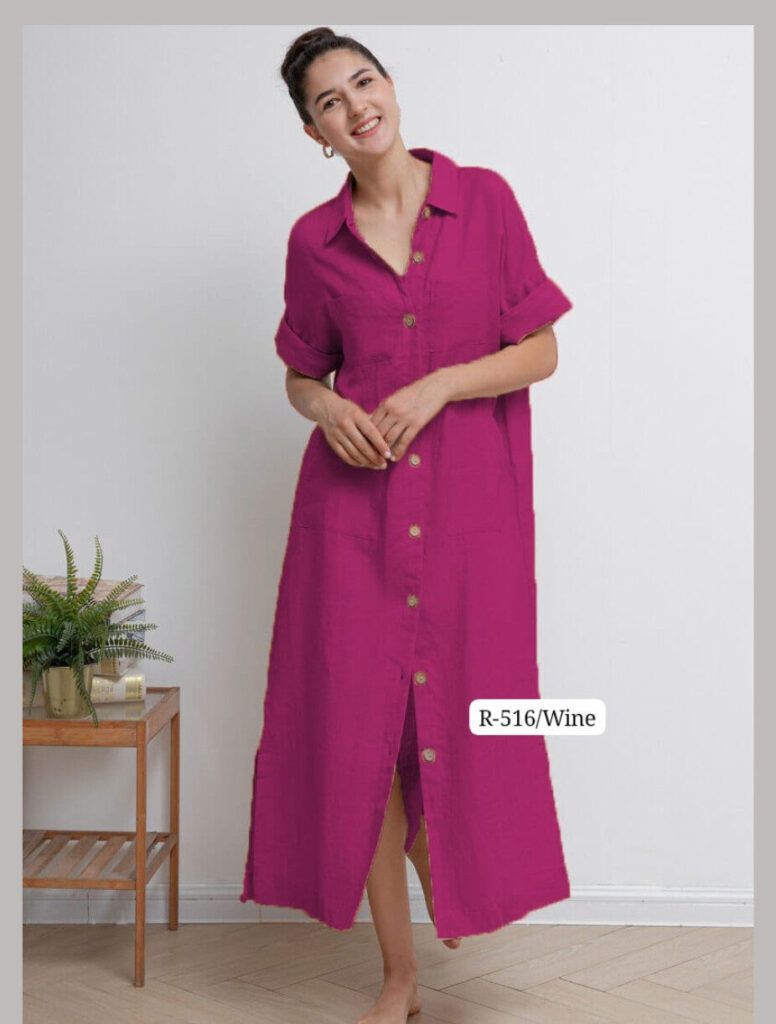 Cotton Long Shirt Dress