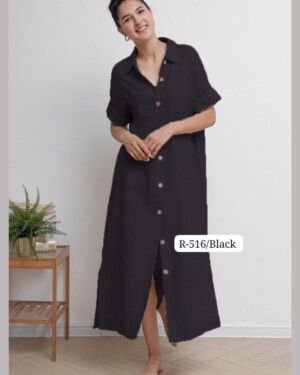 Cotton Long Shirt Dress