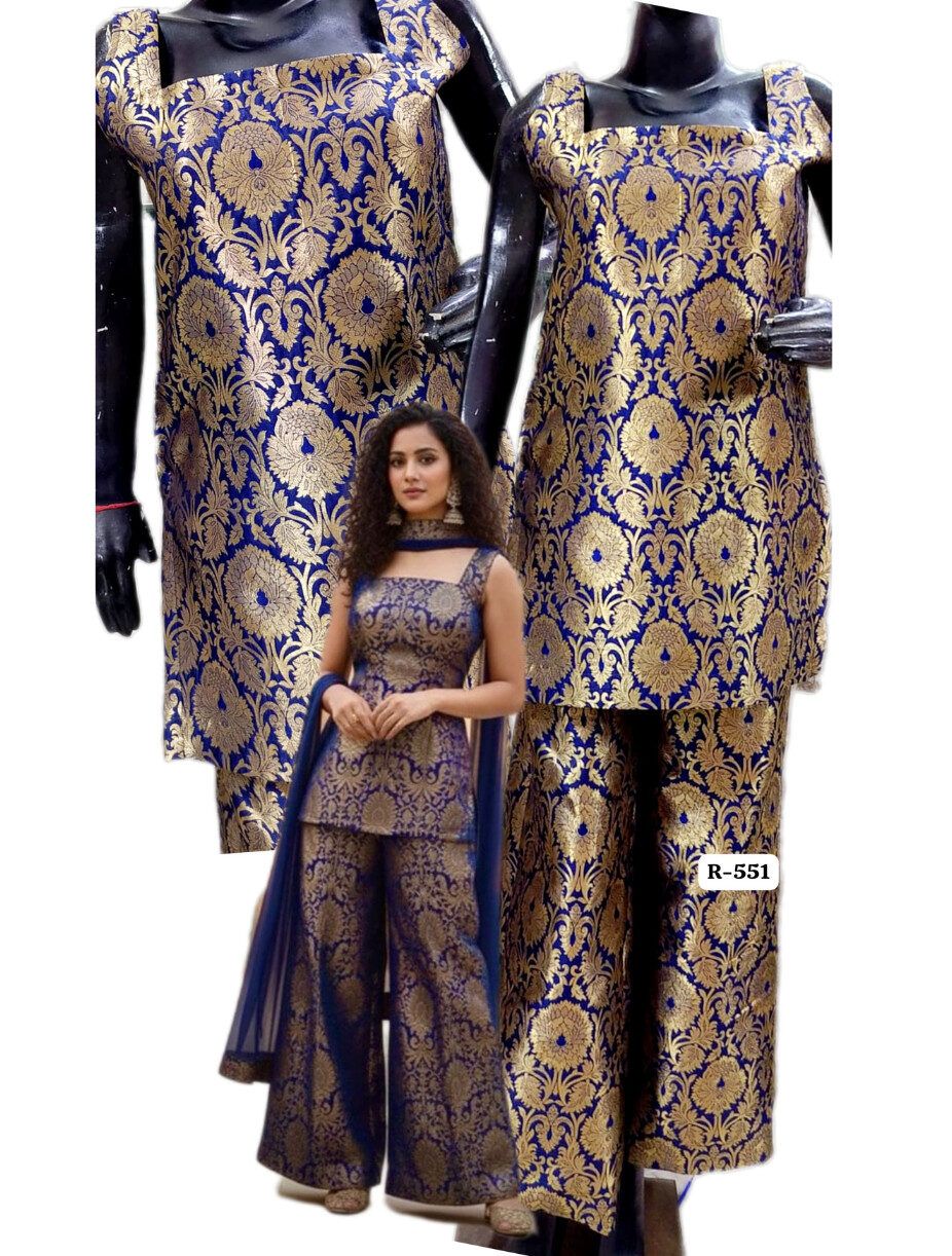 Party Wear Brocade Suit Set - Image 12
