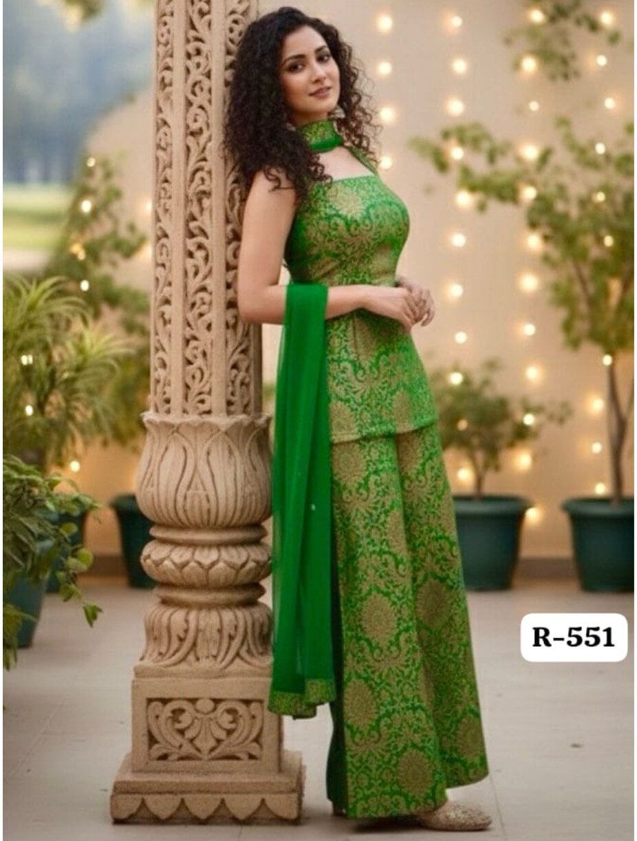 Party Wear Brocade Suit Set - Image 9
