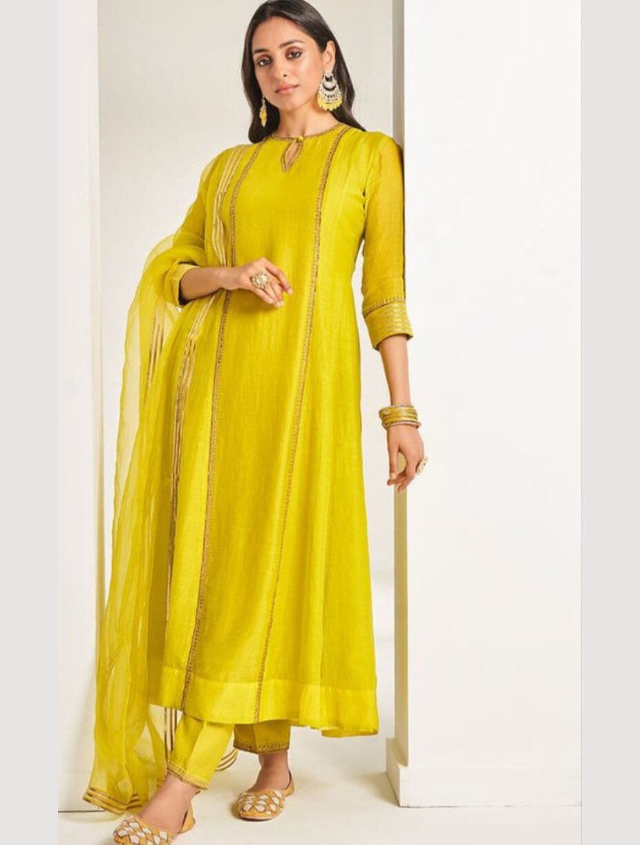 Elegant Cotton Silk Suit Set