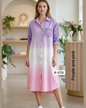 Ombre Cotton Schiffli Shirt