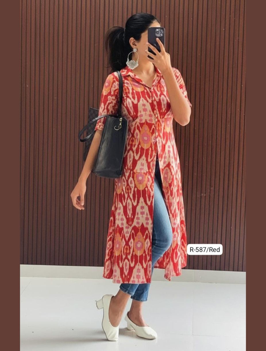 Trendy Ikkat Print Kurti - Image 2