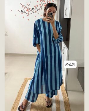 Trendy Striped Cotton Co-ord Set