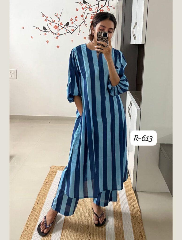 Trendy Striped Cotton Co-ord Set