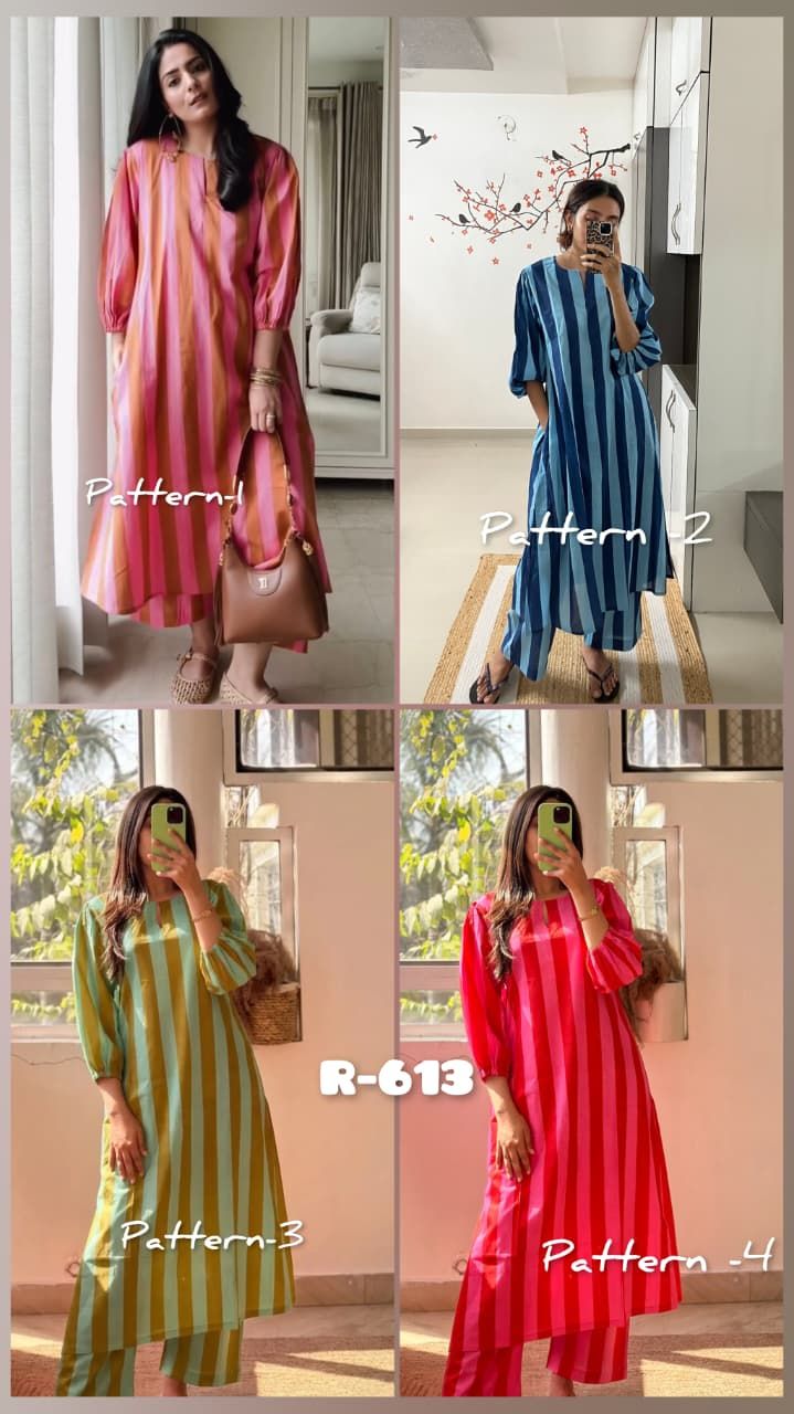Trendy Striped Cotton Co-ord Set