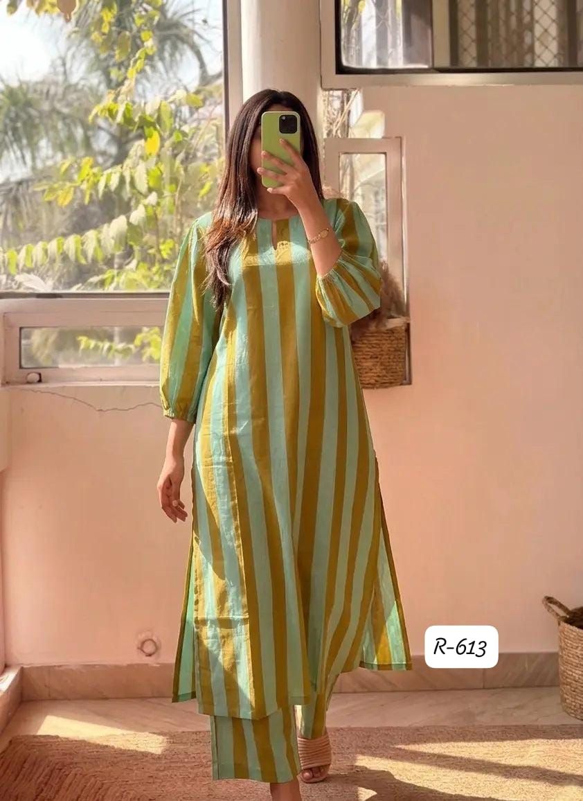 Trendy Striped Cotton Co-ord Set - Image 3