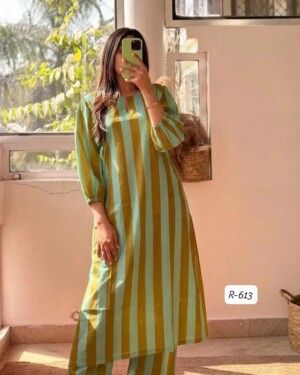 Trendy Striped Cotton Co-ord Set