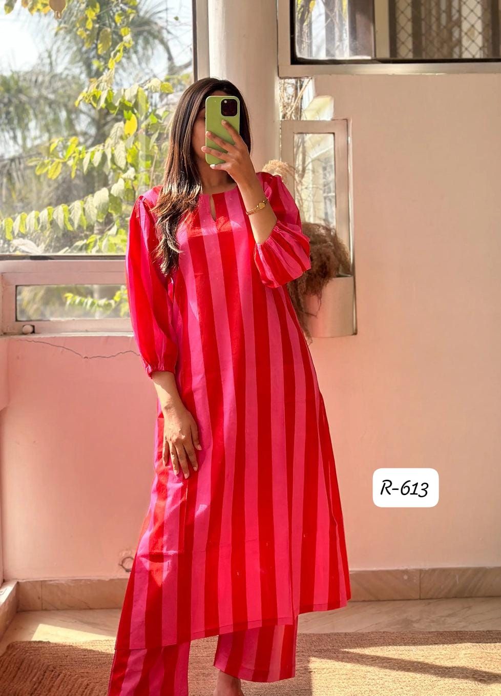 Trendy Striped Cotton Co-ord Set