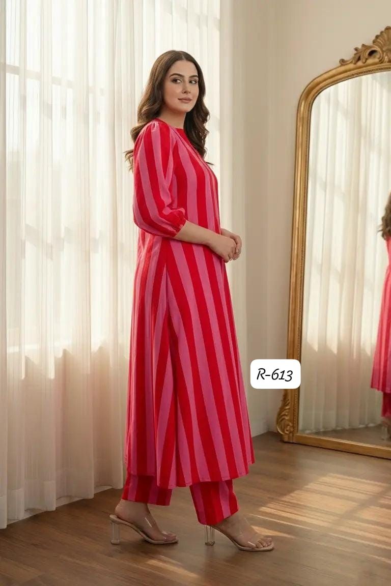 Trendy Striped Cotton Co-ord Set