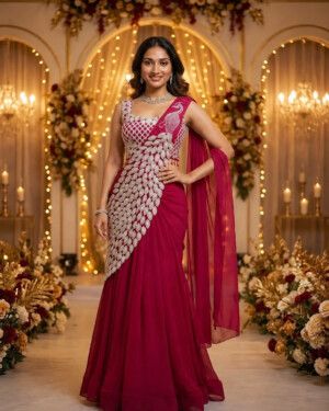 Sequin Work Ready To Wear Saree