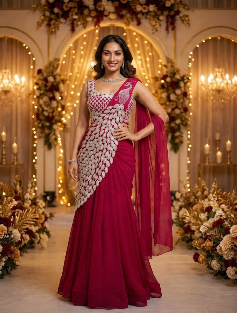 Sequin Work Ready To Wear Saree